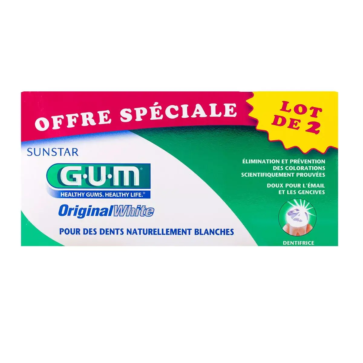 GUM Dentifrice Original White 2 x 75 ml