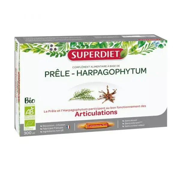 SUPERDIET PRÊLE-HARPAGOPHYTUM BIO - 20 AMPOULES