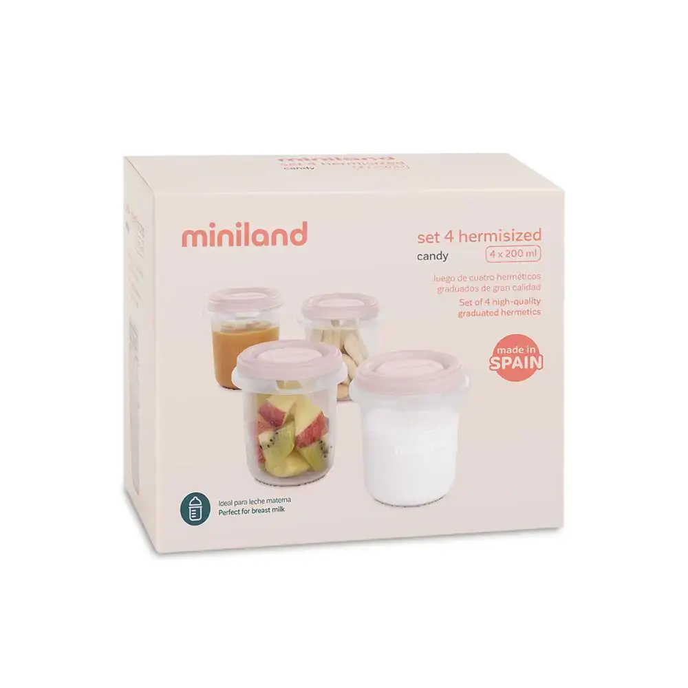 miniland set 4 pot de conservation candy 200ml