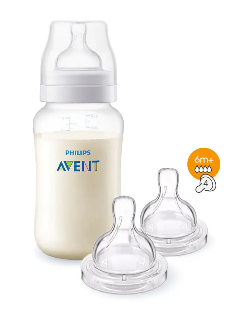 AVENT BIBERON Anti-colic 3M+ 330 ML +Lot de 2Tétines Anti-colic 6m+ offertes