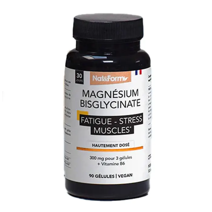Nat & Form - Bisglycinate de magnésium fatigue et fonction musculaire - 90 gélules